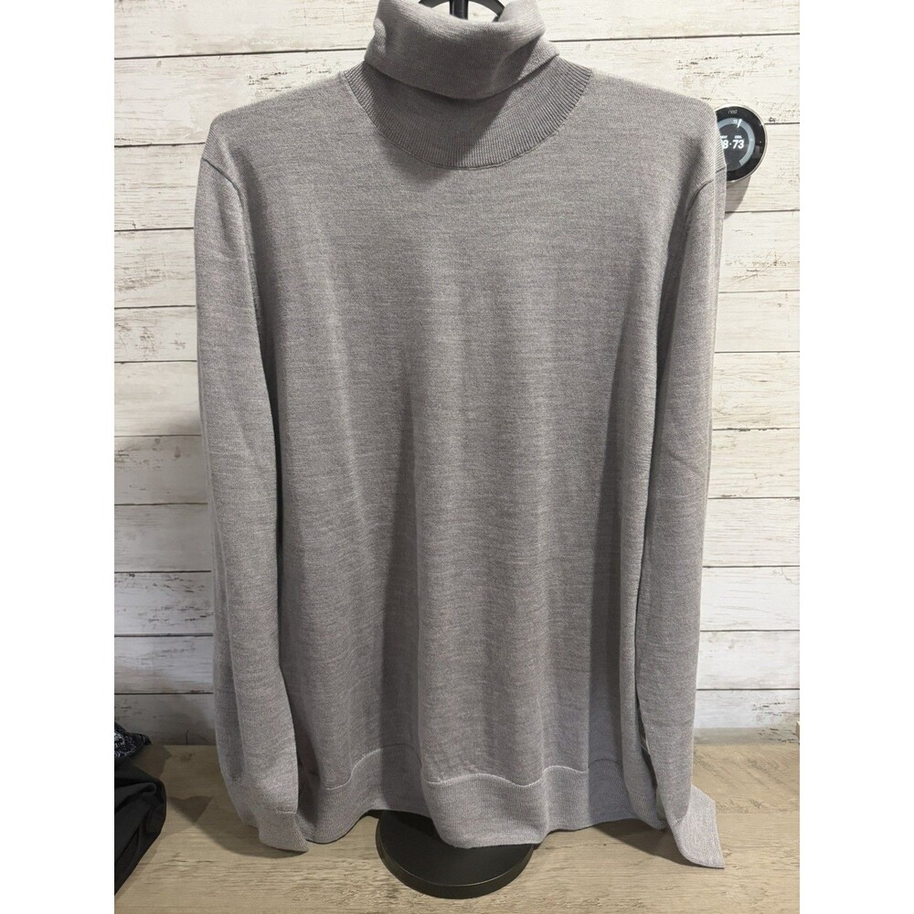 Brooks Brothers Men's Italian Yarn Gray Merino Wool Turtleneck Sweater XL NEW